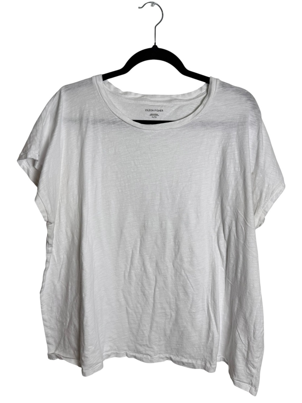 Eileen Fisher Organic Cotton Jersey Cap Sleeve Boxy Tee White XL